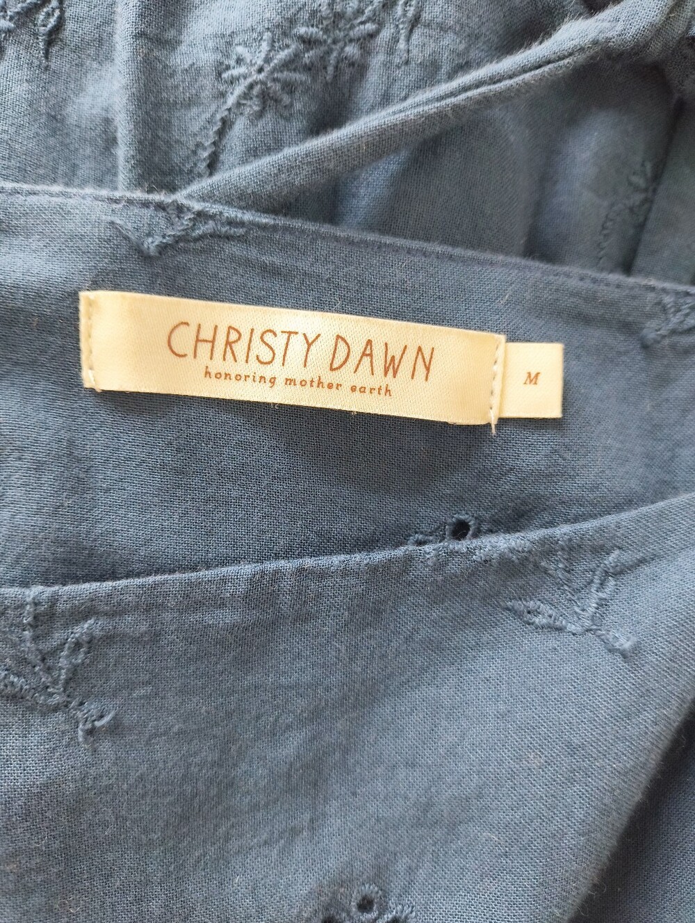 Christy Dawn The Jolene Dress -  Indigo Blue Embroidered Organic Cotton Maxi - Picture 3 of 7